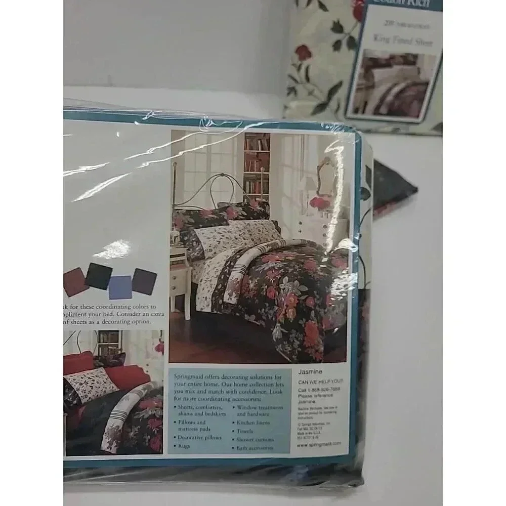 Vintage Springmaid Jasmine King Size Sheet Set New in Package Roses 200 Thread
